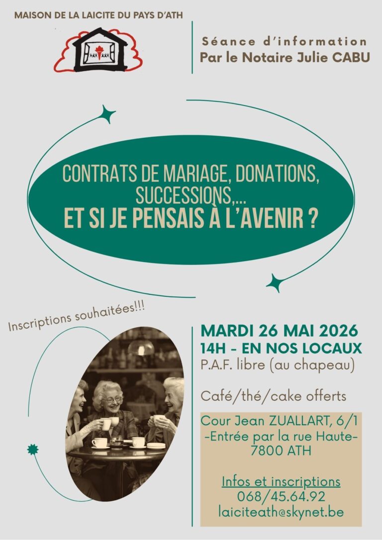 Conférence-débat « Contrats de mariage, donations, successions,…et si je pensais à l’avenir ? »