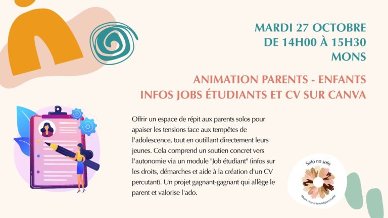 Atelier Parents/Enfants – Infos jobs étudiants et CV sur Canva